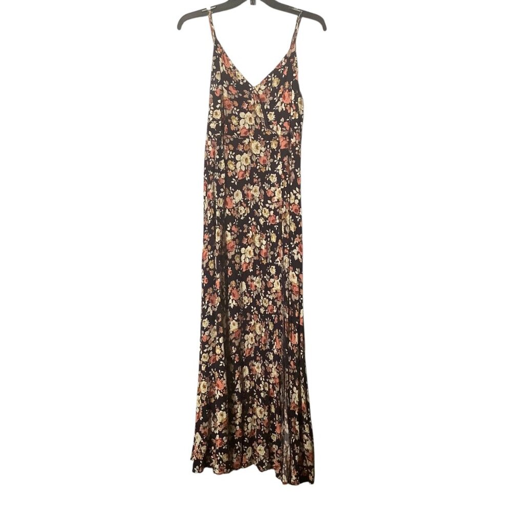 Lulus Everlasting Bliss Navy Blue Floral Print Maxi Dress Sleeveless Women XL